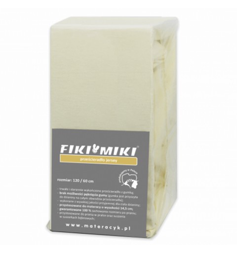 Fiki Miki - prześcieradło jersey 90x40 | Kremowe